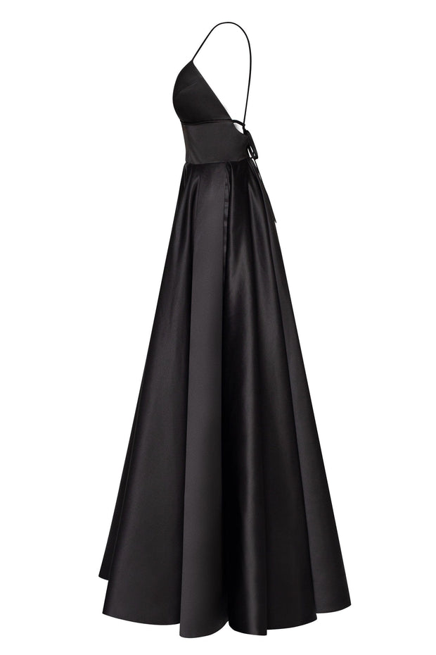 Long Mermaid Spaghetti Straps Black Prom Dress with Slit – BIZTUNNEL